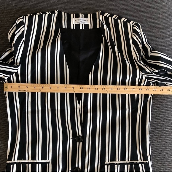 Nwt Alfred Dunner black & white crepe stripe single breasted v-neck blazer - Picture 6 of 10